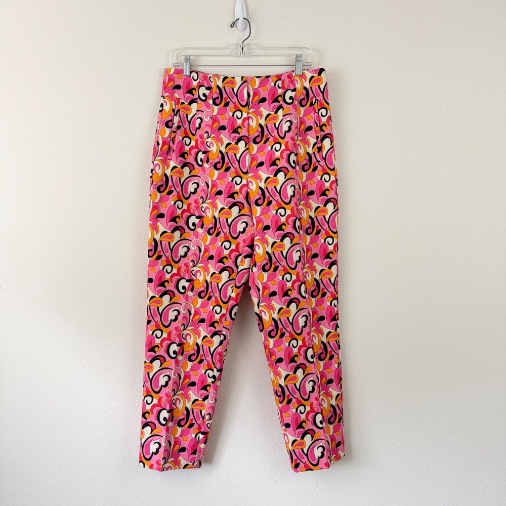 Zara Pink Psychedelic Paisley High Waisted XL Tapered Trousers Pants